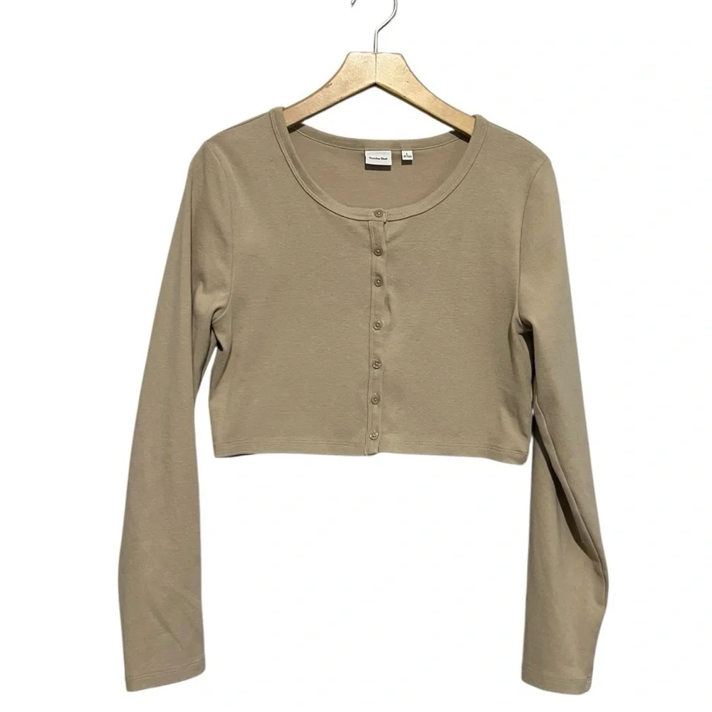 Aritzia Sunday Best BestHug™ Apple Long Sleeve Cardigan Large Cropped Cotton